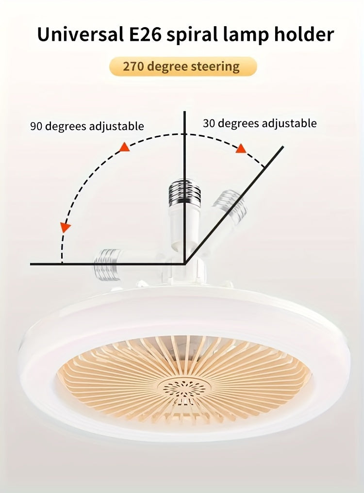 10 بوصة مروحة قابس مع ضوء ومروحة لمبة بالتحكم عن بُعد - 17 وضعًا، مروحة متعددة الوظائف