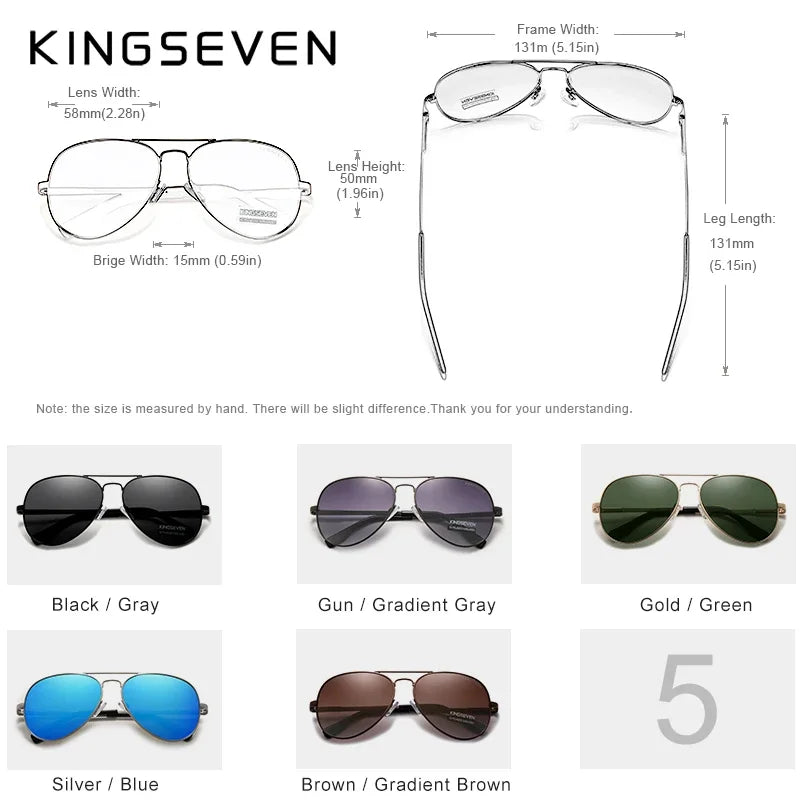 نظارات شمسية KINGSEVEN الرجالية – تصميم كلاسيكي من الألمنيوم مع عدسات بولاريزد للرجال والنساء