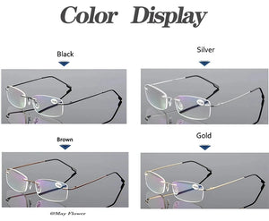 نظارات قراءة بدون إطار من التيتانيوم لحجب الضوء الأزرق للرجال والنساء - نظارات قراءة طبية للشيخوخة مع عدسات حجب الضوء الأزر